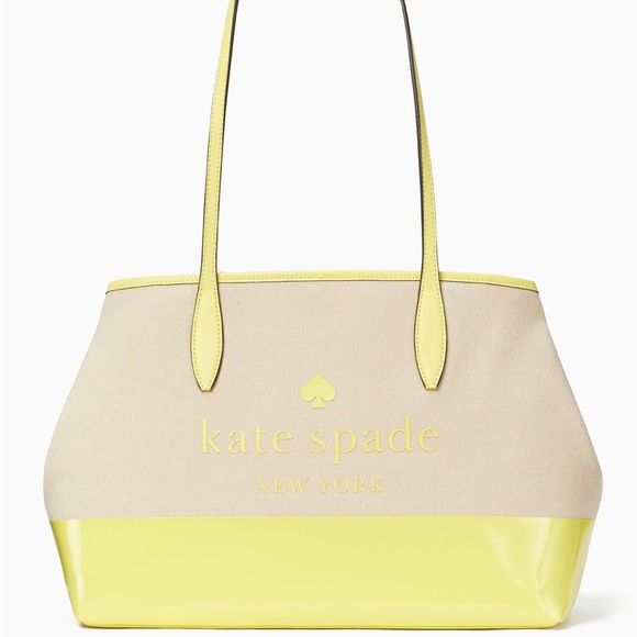 SOLD⛔️Authentic Kate Spade canvas/Leather zip top tote🌼 - Picture 2 of 9